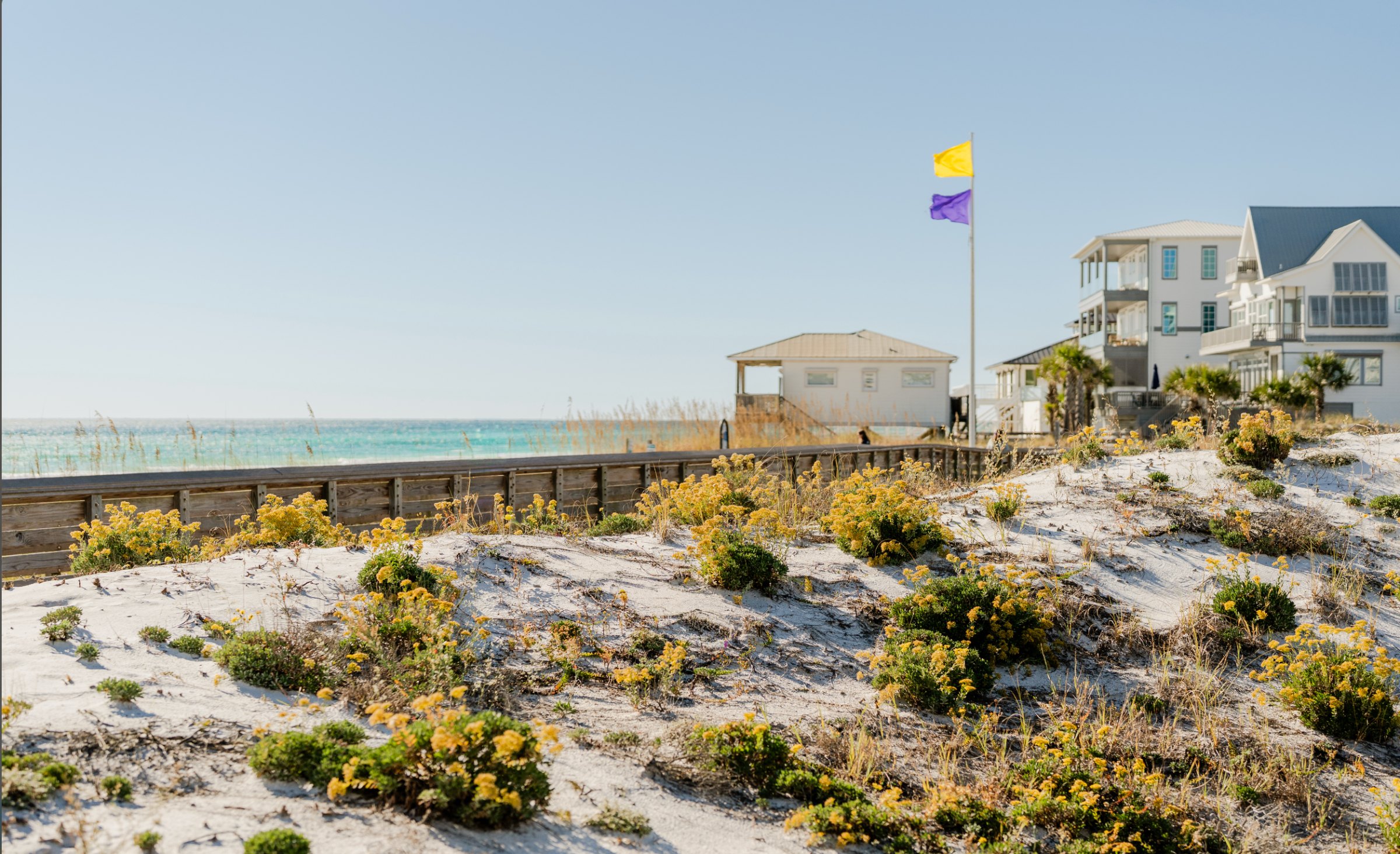 Dunes and the boardwalk along the Gulf on 30A